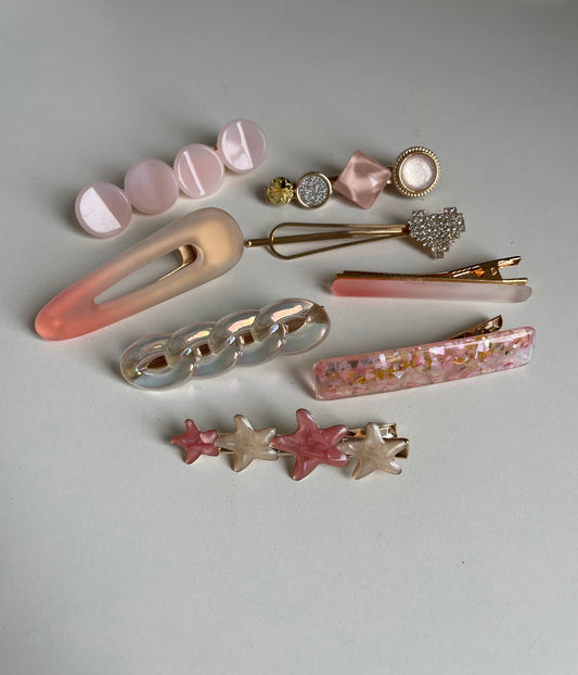 Pink Hair Clip Set