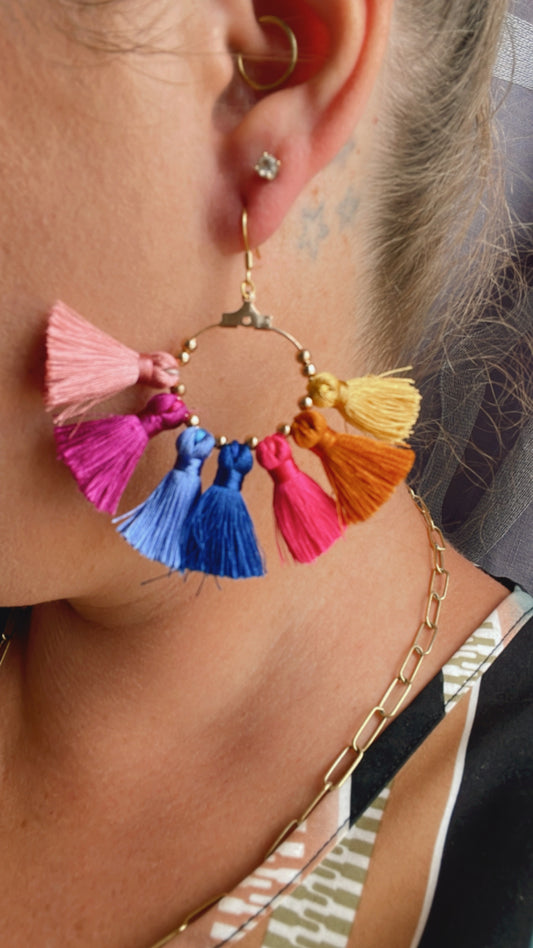 Large Tassel Hoops